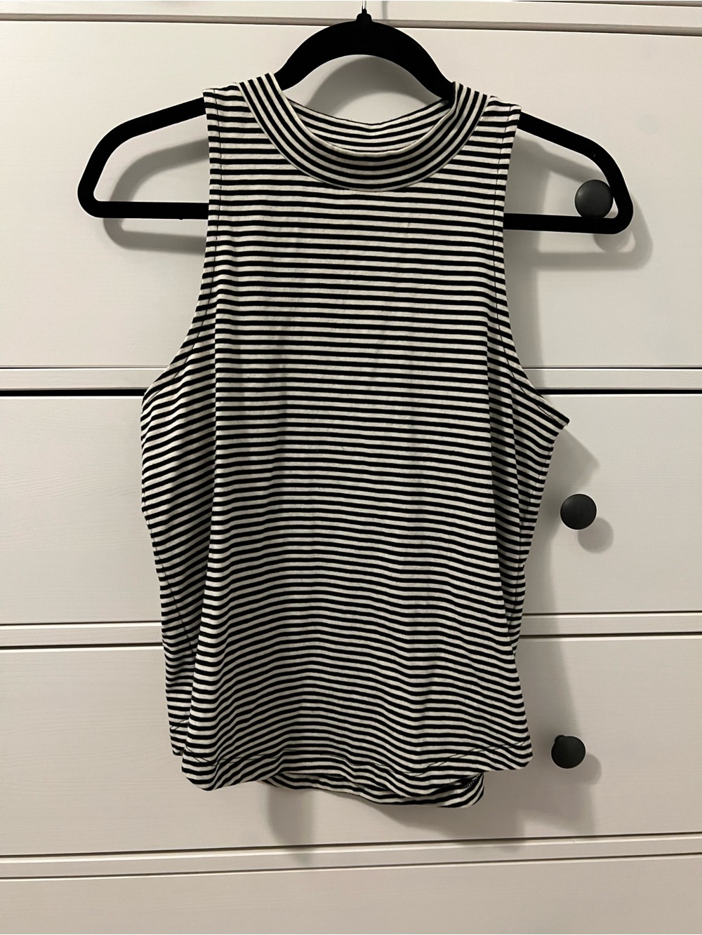 Madewell Black & White Striped Mock Neck Tank